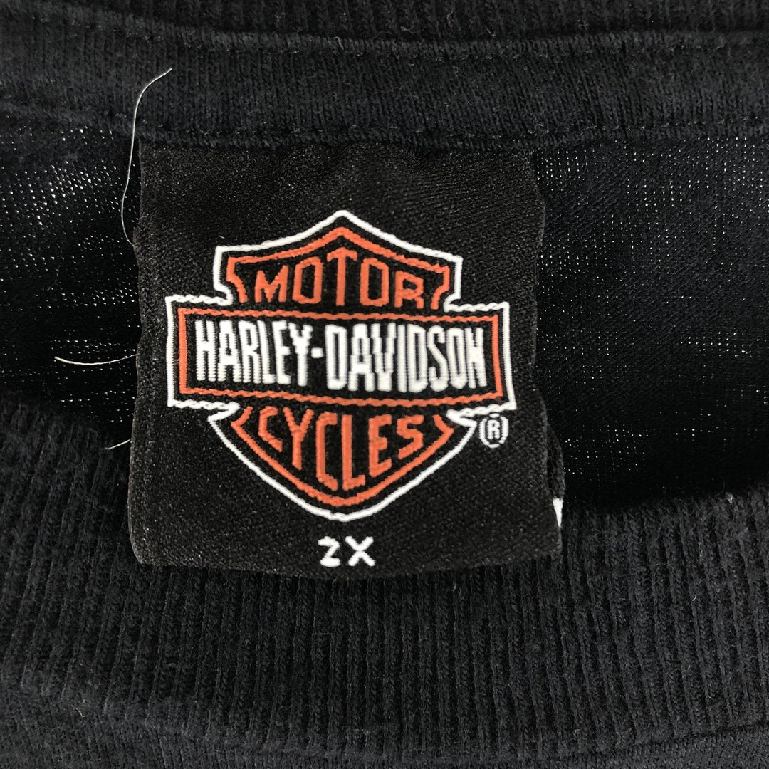 2000'S Harley-Davidson skull and eagle pattern long-sleeved T-shirt, made in the USA, men's size XXL cotton black type Vintage Second Hand