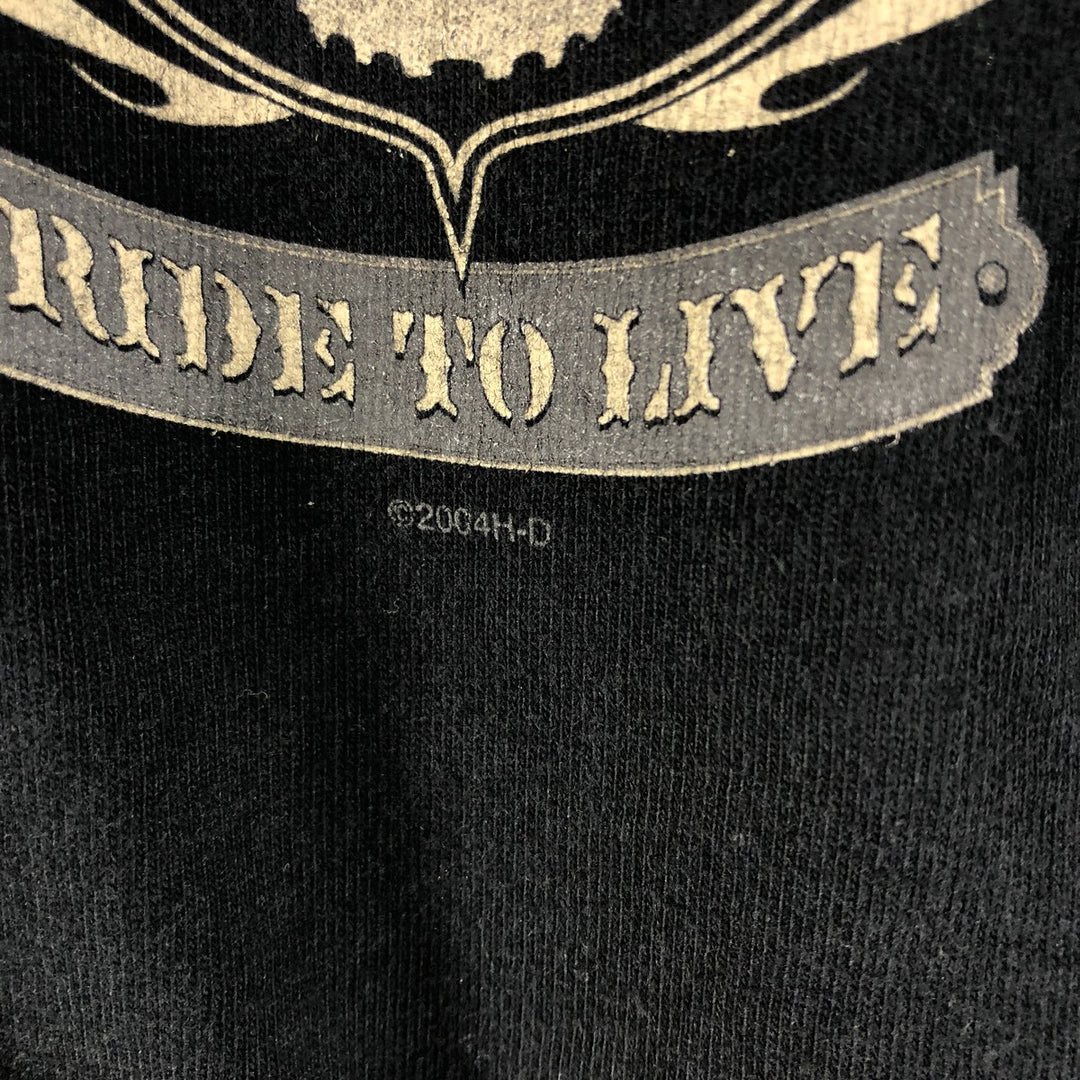2000'S Harley-Davidson skull and eagle pattern long-sleeved T-shirt, made in the USA, men's size XXL cotton black type Vintage Second Hand
