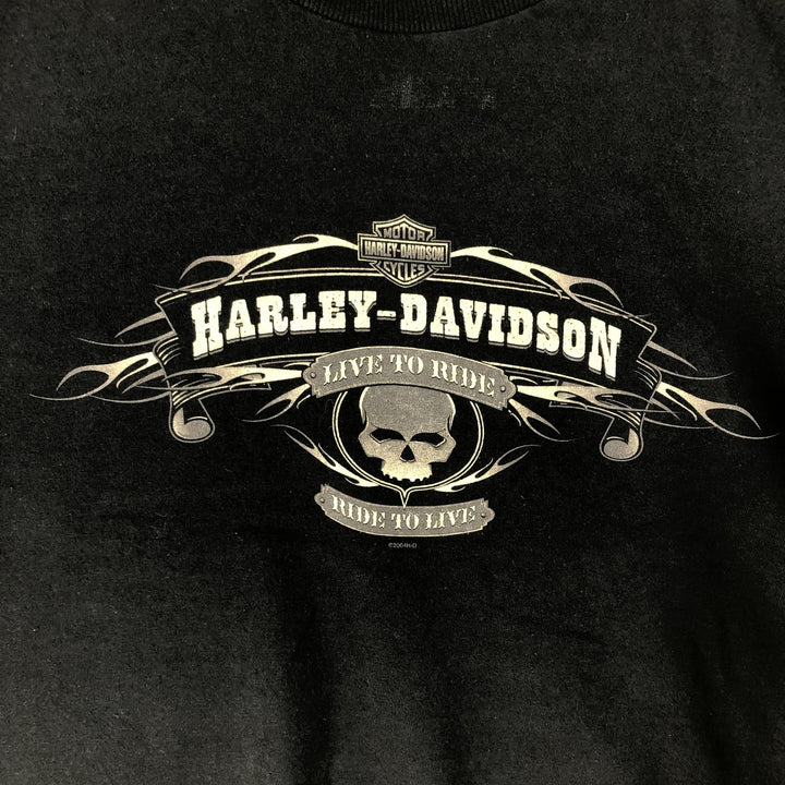 2000'S Harley-Davidson skull and eagle pattern long-sleeved T-shirt, made in the USA, men's size XXL cotton black type Vintage Second Hand