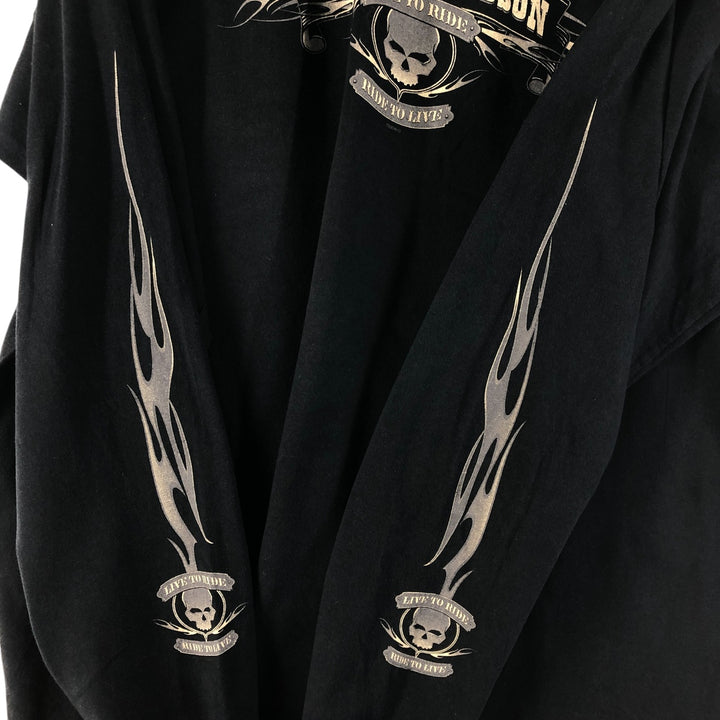2000'S Harley-Davidson skull and eagle pattern long-sleeved T-shirt, made in the USA, men's size XXL cotton black type Vintage Second Hand
