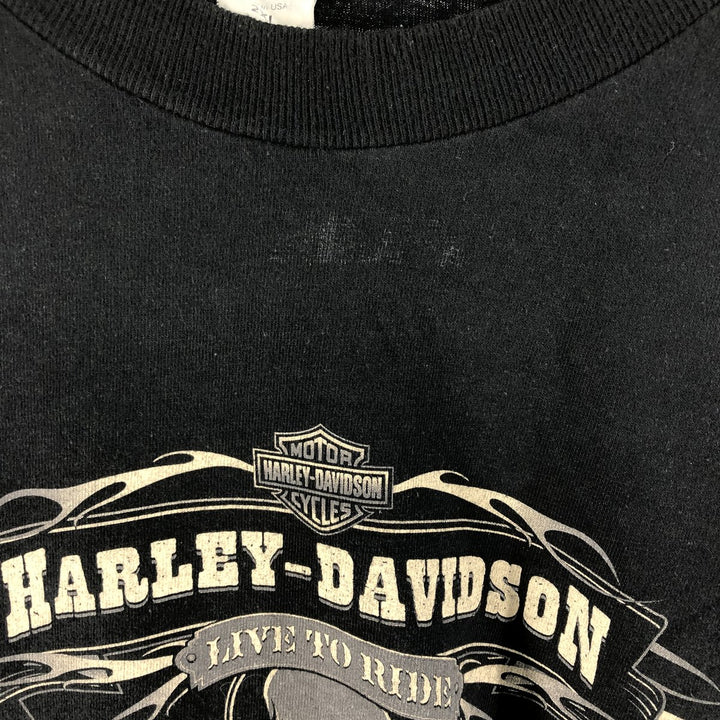 2000'S Harley-Davidson skull and eagle pattern long-sleeved T-shirt, made in the USA, men's size XXL cotton black type Vintage Second Hand