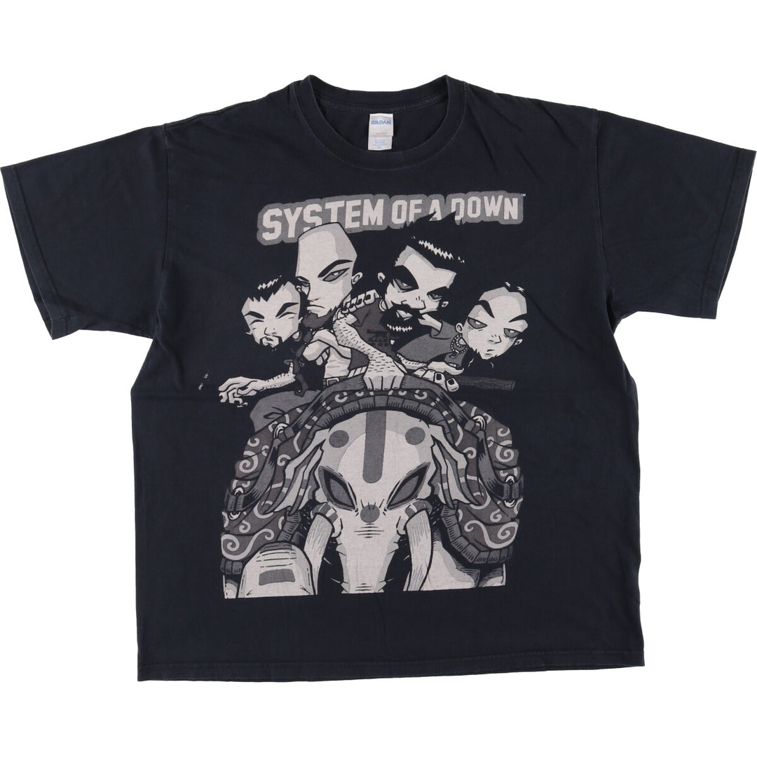 2000'S Gildan System of a Down band T-shirt, men's size XL cotton black type Vintage Second Hand
