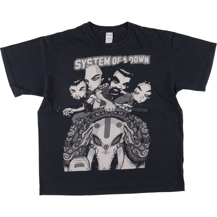 2000'S Gildan System of a Down band T-shirt, men's size XL cotton black type Vintage Second Hand