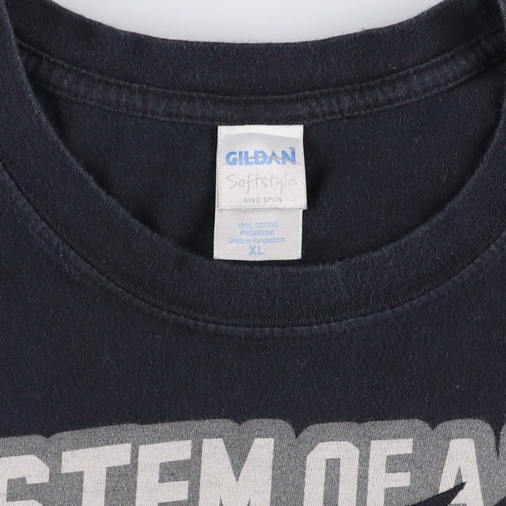 2000'S Gildan System of a Down band T-shirt, men's size XL cotton black type Vintage Second Hand