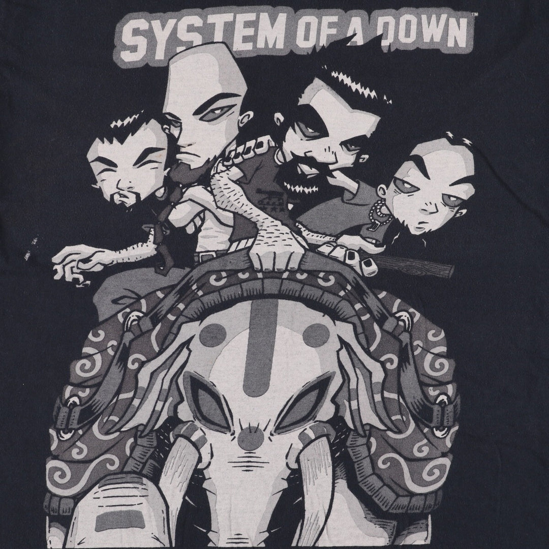2000'S Gildan System of a Down band T-shirt, men's size XL cotton black type Vintage Second Hand