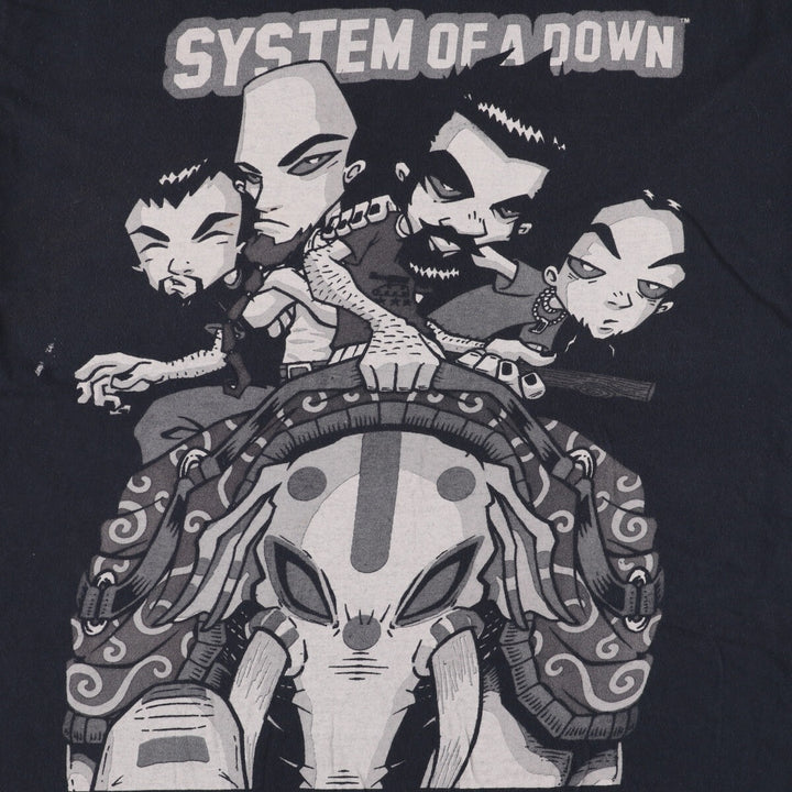 2000'S Gildan System of a Down band T-shirt, men's size XL cotton black type Vintage Second Hand
