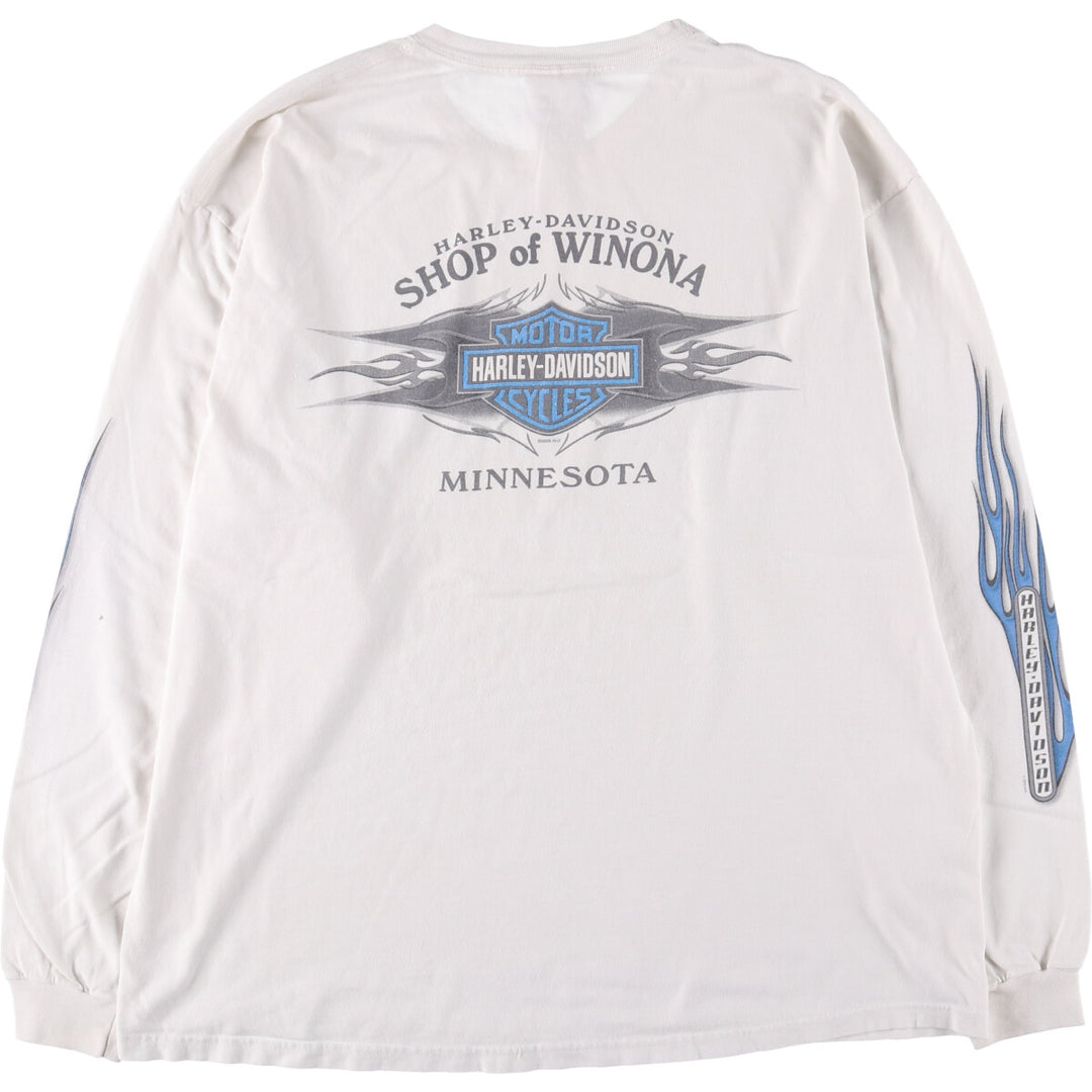 00'S Harley-Davidson Long Sleeve T-Shirt Made in USA Men's XL cotton white type Vintage Second Hand