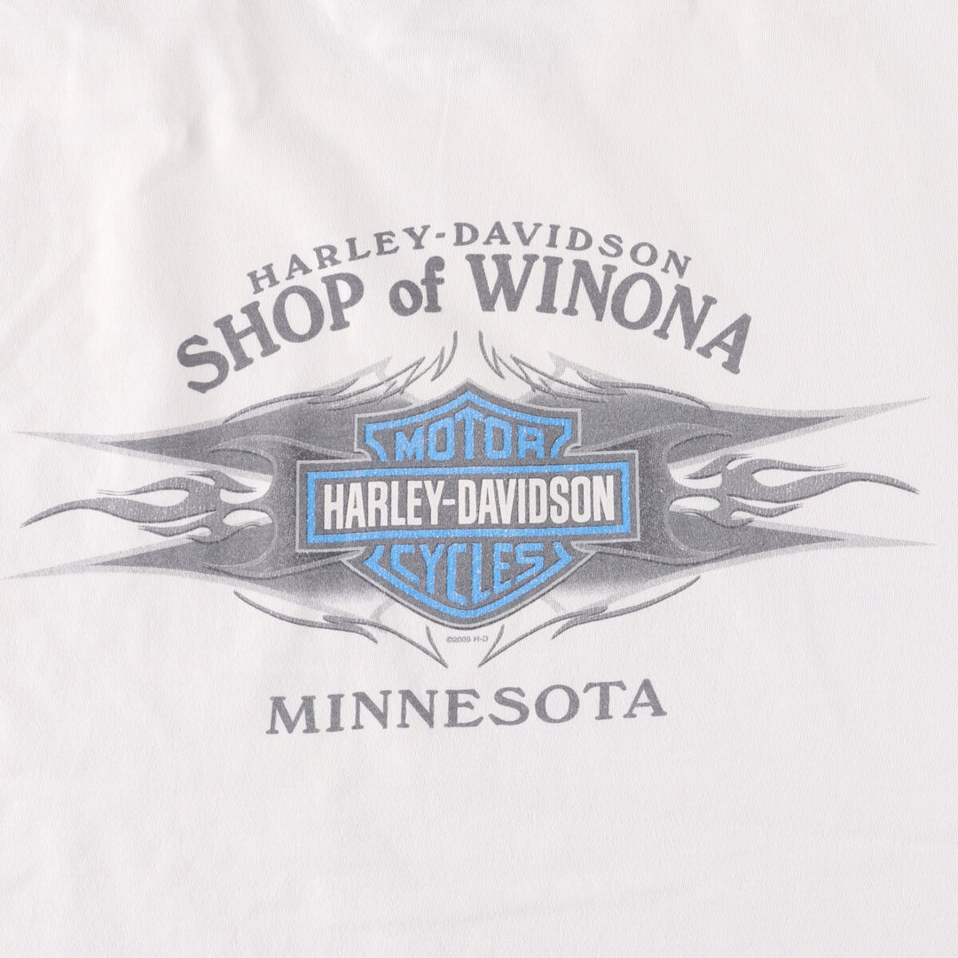 00'S Harley-Davidson Long Sleeve T-Shirt Made in USA Men's XL cotton white type Vintage Second Hand