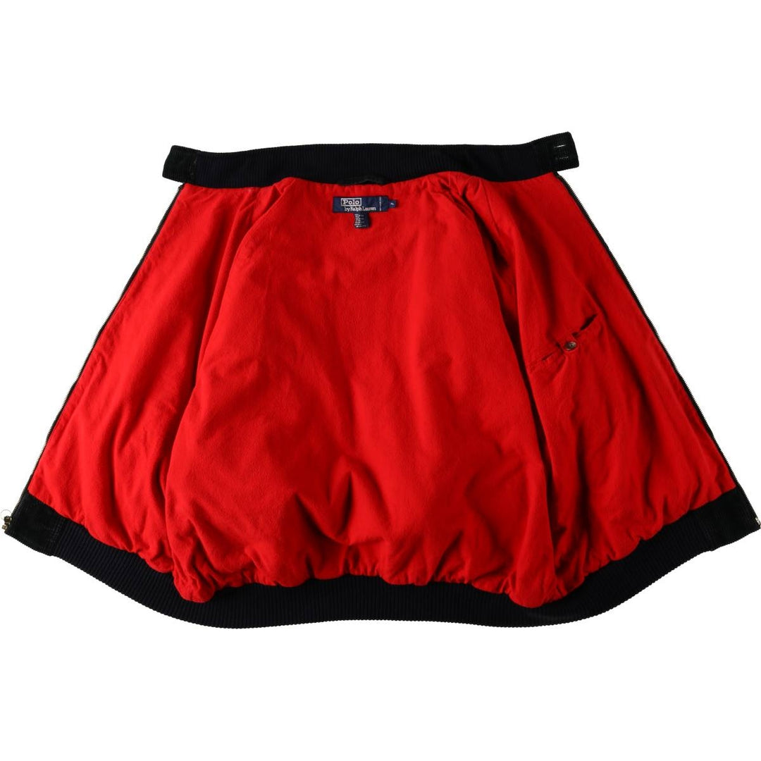 90'S Ralph Lauren Blackwatch Check Corduroy Harrington Jacket, Swing Top, Men's XL cotton green type Vintage Second Hand