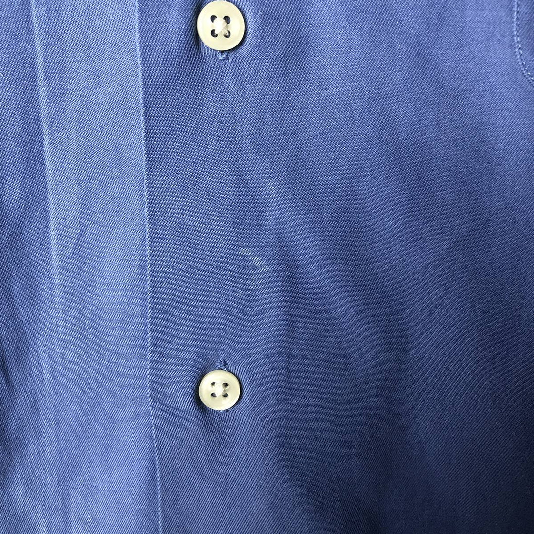 Ralph Lauren CALDWELL short-sleeved silk box shirt, open collar, men's XXL silk Blue type light blue Vintage Second Hand