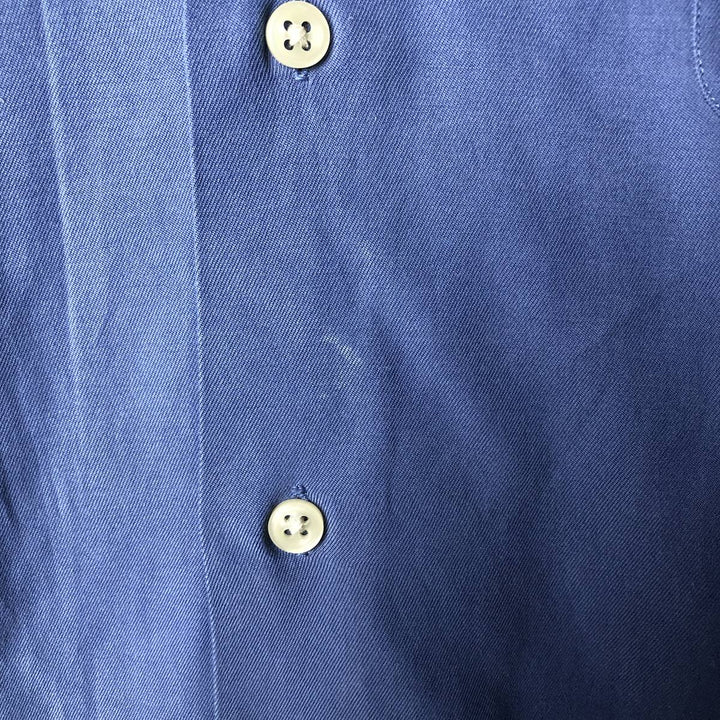 Ralph Lauren CALDWELL short-sleeved silk box shirt, open collar, men's XXL silk Blue type light blue Vintage Second Hand