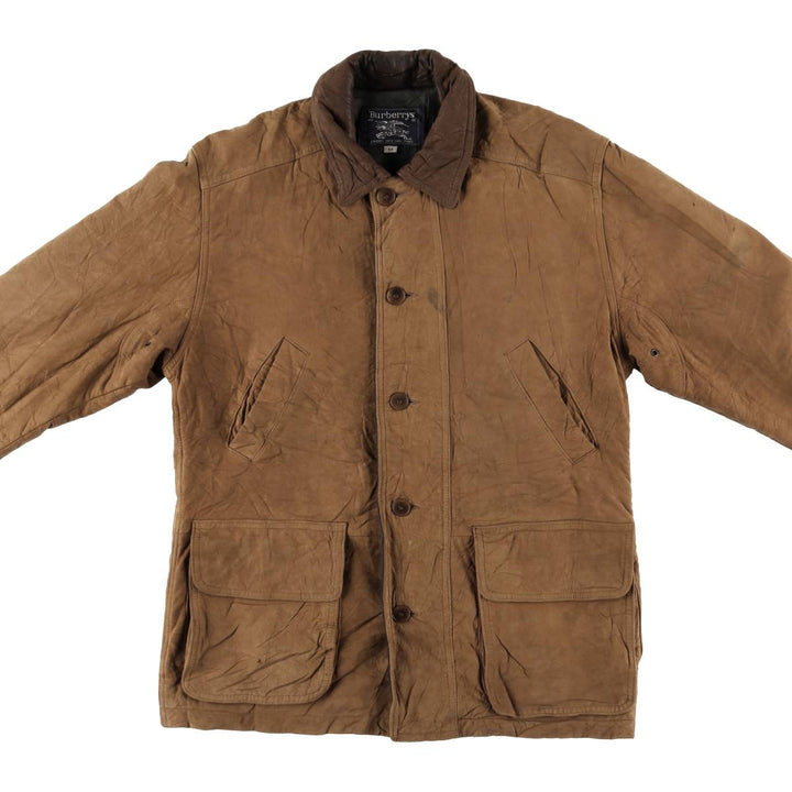Vintage 1980'S Burberry padded suede leather jacket, made in the USA, size M. genuine leather brown type Vintage Second Hand