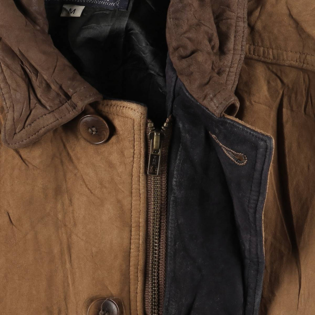 Vintage 1980'S Burberry padded suede leather jacket, made in the USA, size M. genuine leather brown type Vintage Second Hand