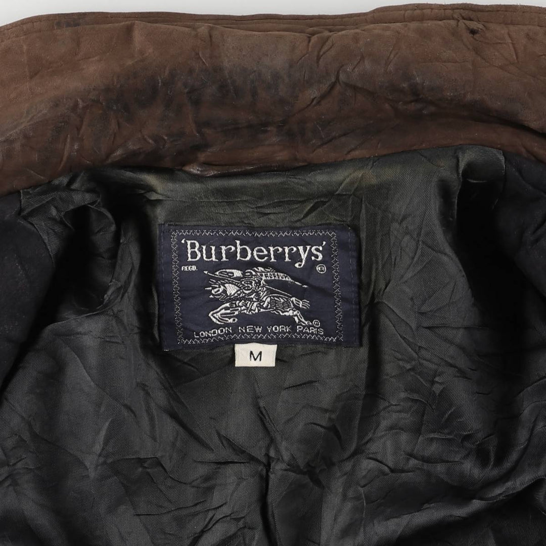 Vintage 1980'S Burberry padded suede leather jacket, made in the USA, size M. genuine leather brown type Vintage Second Hand