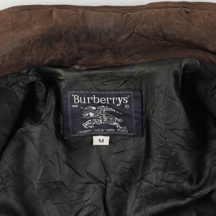Vintage 1980'S Burberry padded suede leather jacket, made in the USA, size M. genuine leather brown type Vintage Second Hand