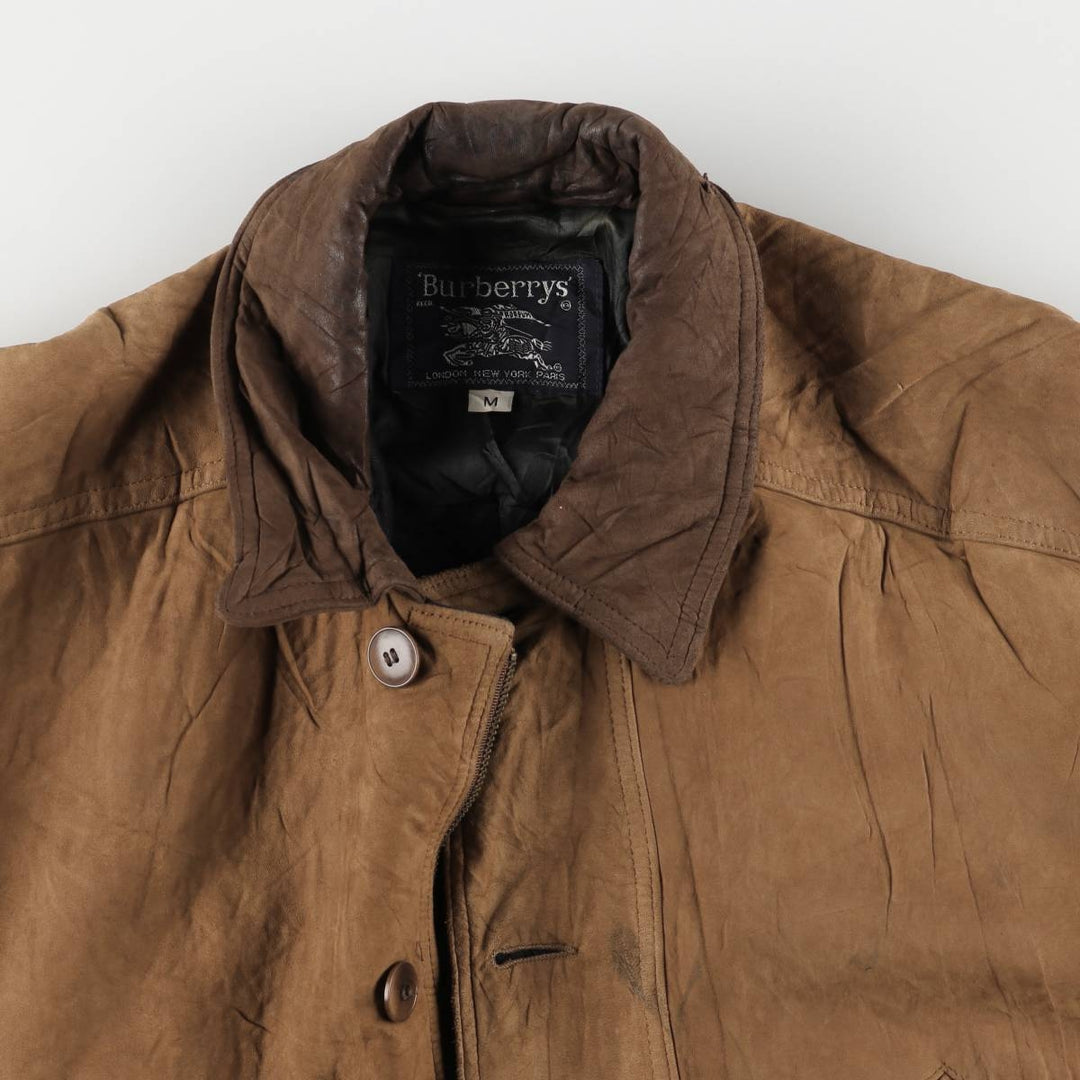Vintage 1980'S Burberry padded suede leather jacket, made in the USA, size M. genuine leather brown type Vintage Second Hand