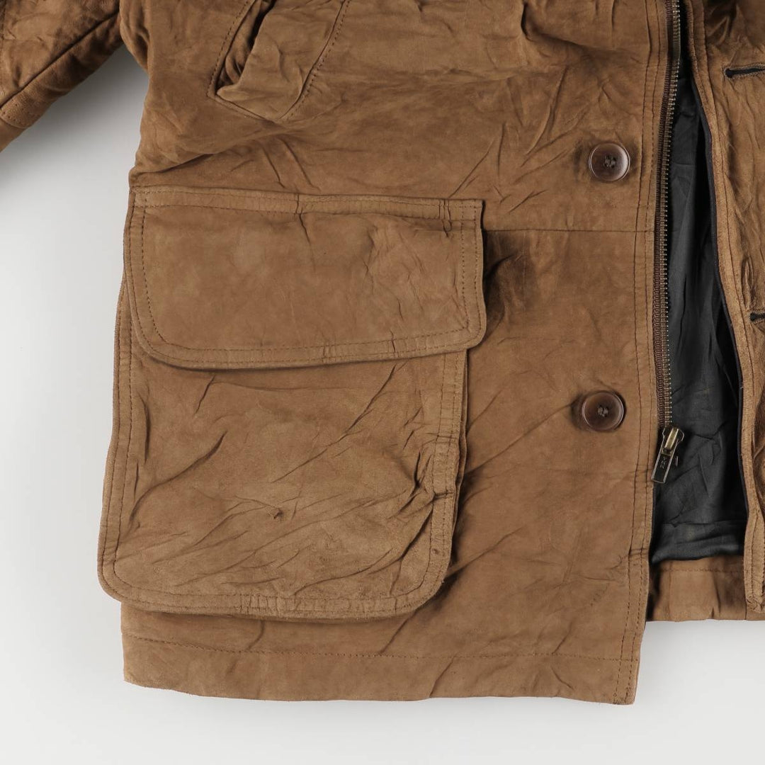 Vintage 1980'S Burberry padded suede leather jacket, made in the USA, size M. genuine leather brown type Vintage Second Hand