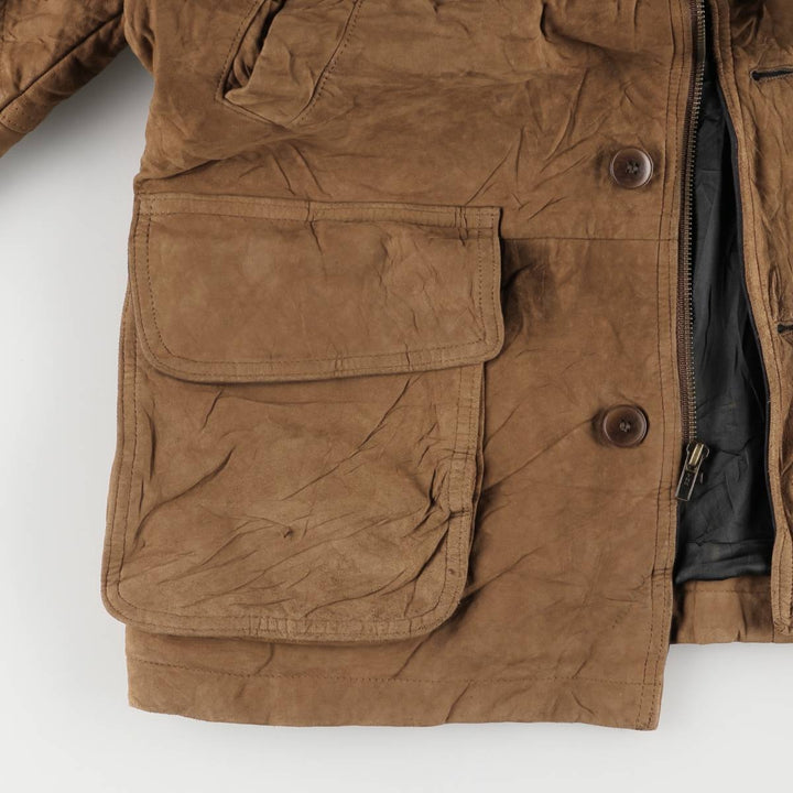 Vintage 1980'S Burberry padded suede leather jacket, made in the USA, size M. genuine leather brown type Vintage Second Hand