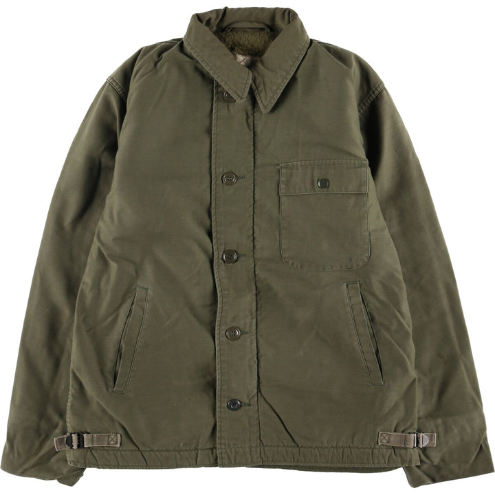 1960'S US Military A-2 Deck Jacket, Made in USA, Medium (38-40), Men's Size M, Vintage Nylon Khaki type Vintage Second Hand