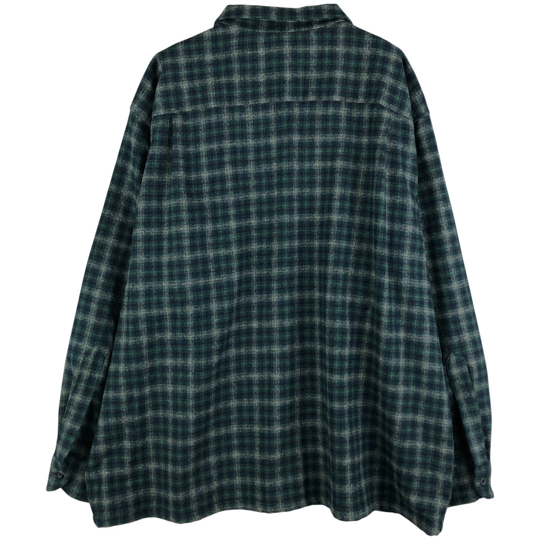 00'S Pendleton Check Pattern Wool Shirt, Men's XXL wool green type Vintage Second Hand