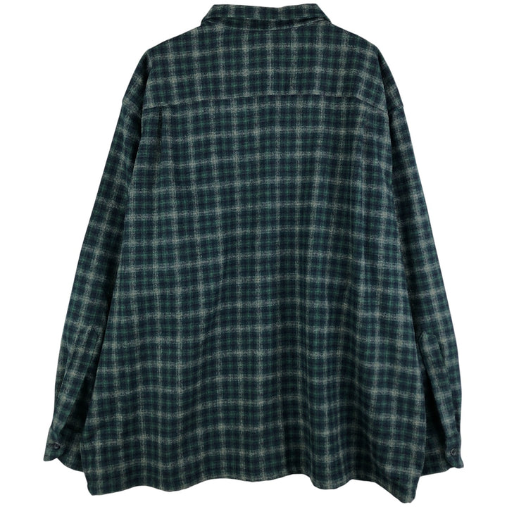 00'S Pendleton Check Pattern Wool Shirt, Men's XXL wool green type Vintage Second Hand