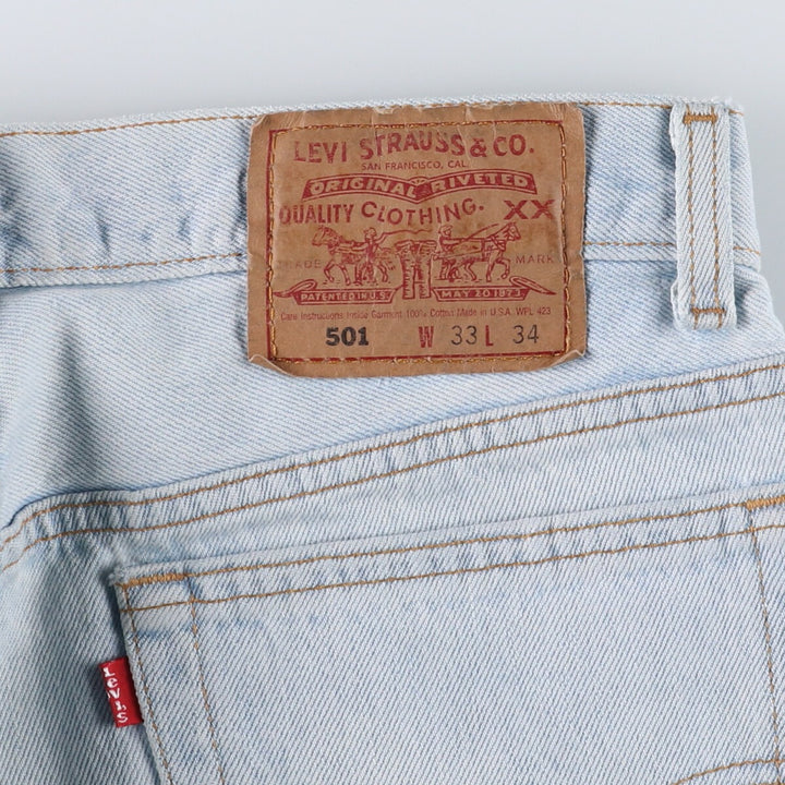 90'S Levi's 501-0134 Straight Denim Pants, Made in USA, Men's Size 34, Vintage cotton Blue type light blue Vintage Second Hand