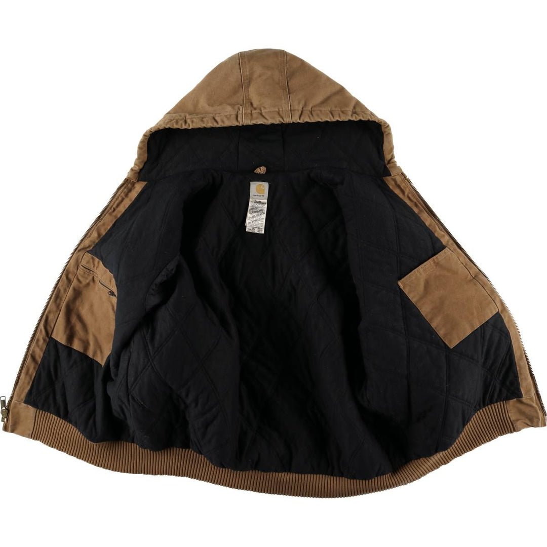 00'S Carhartt Active Jacket, Padded Duck Full Zip Hoodie, Men's XXL cotton brown type Vintage Second Hand