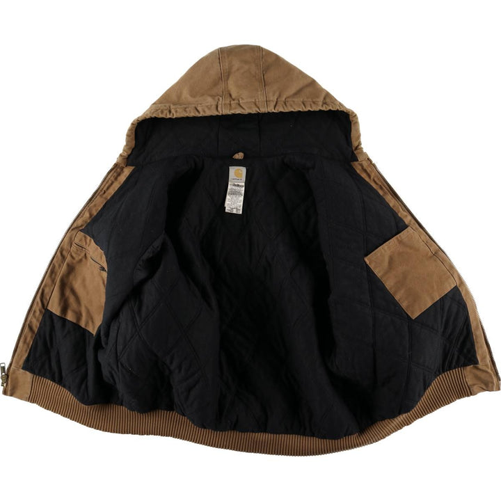 00'S Carhartt Active Jacket, Padded Duck Full Zip Hoodie, Men's XXL cotton brown type Vintage Second Hand