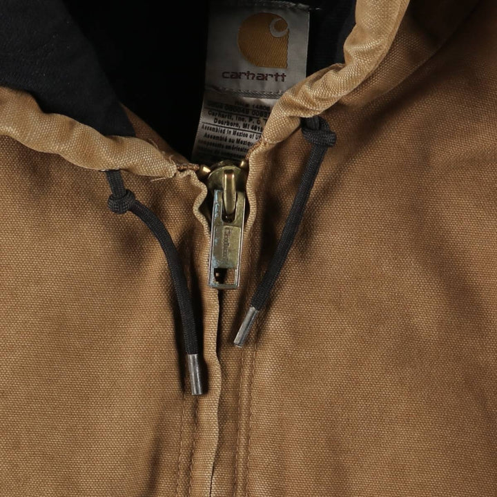 00'S Carhartt Active Jacket, Padded Duck Full Zip Hoodie, Men's XXL cotton brown type Vintage Second Hand