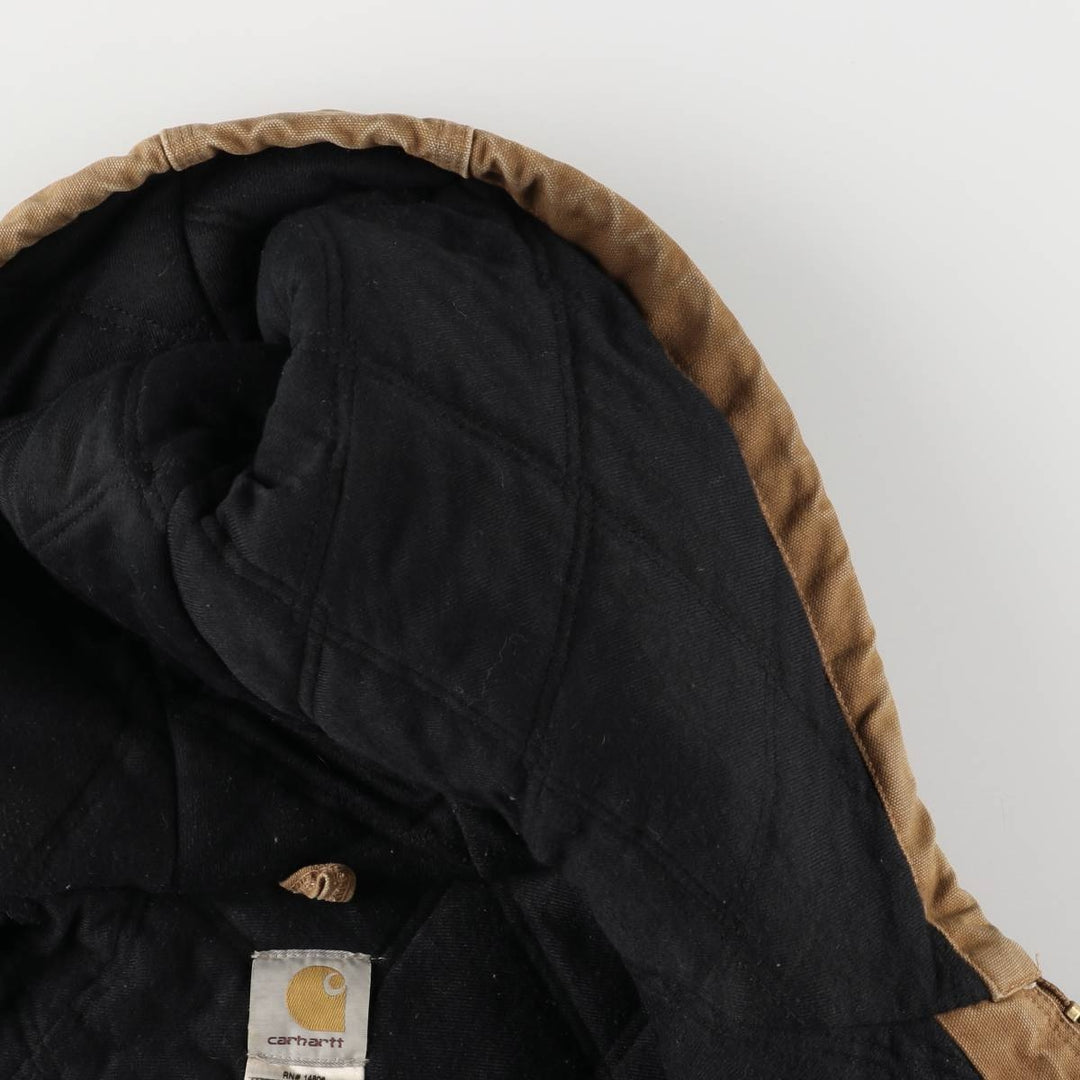 00'S Carhartt Active Jacket, Padded Duck Full Zip Hoodie, Men's XXL cotton brown type Vintage Second Hand