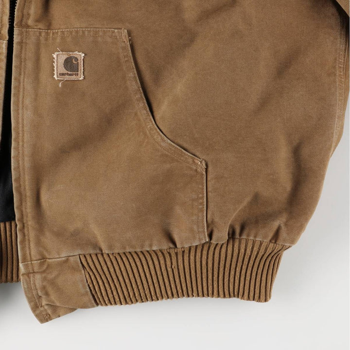 00'S Carhartt Active Jacket, Padded Duck Full Zip Hoodie, Men's XXL cotton brown type Vintage Second Hand