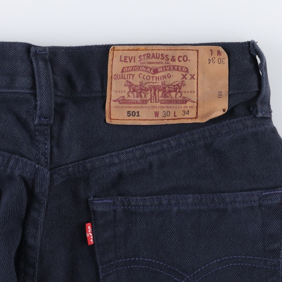 90'S Levi's 501-0185 Straight Denim Pants Made in USA Men's W28 cotton navy blue type Vintage Second Hand
