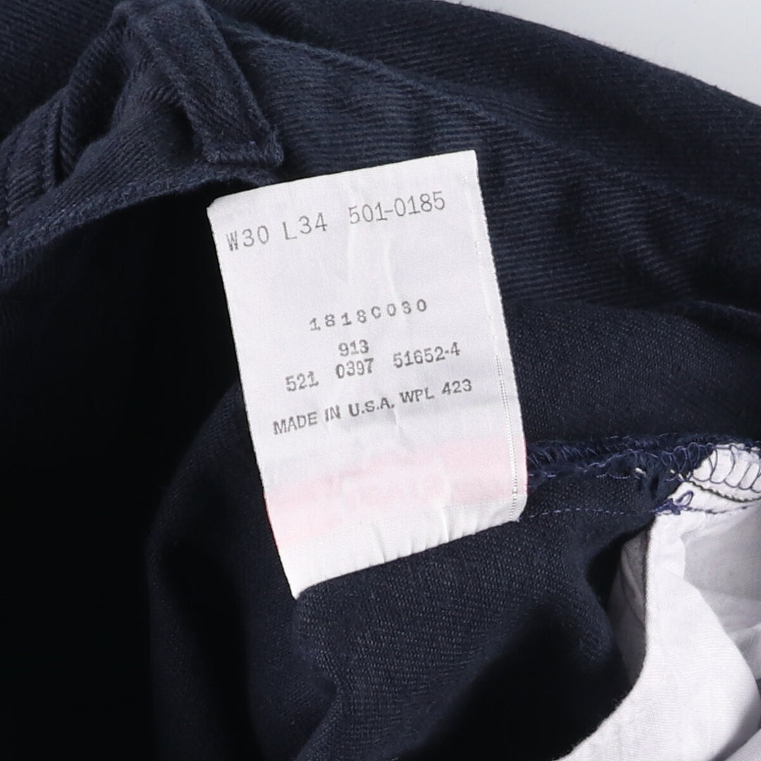 90'S Levi's 501-0185 Straight Denim Pants Made in USA Men's W28 cotton navy blue type Vintage Second Hand