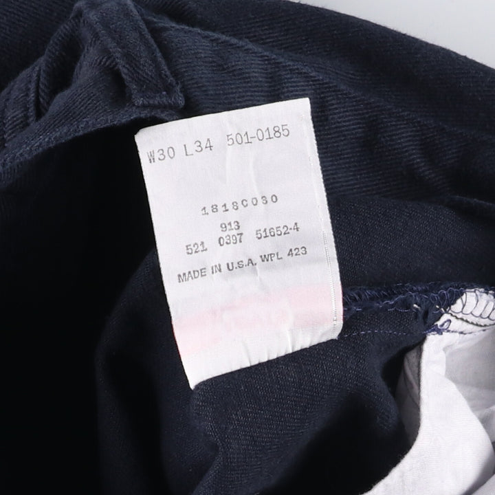 90'S Levi's 501-0185 Straight Denim Pants Made in USA Men's W28 cotton navy blue type Vintage Second Hand