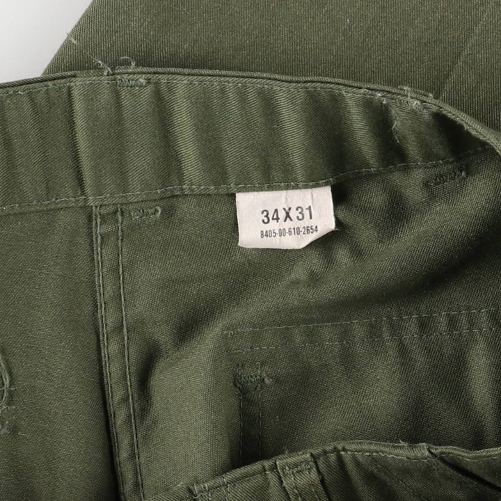 80'S US military genuine military baker pants made in USA size 34x31 equivalent to men's w32 vintage polyester Khaki type Vintage Second Hand