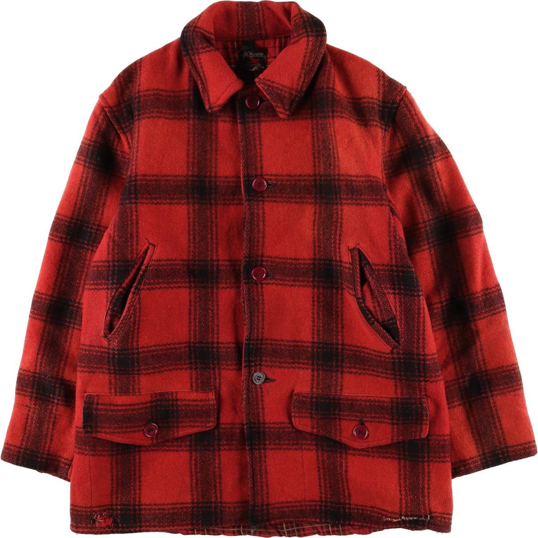 Vintage 1950'S Sears JC Higgins Check Pattern Wool Hunting Jacket, Men's Size Medium unclear red type Vintage Second Hand