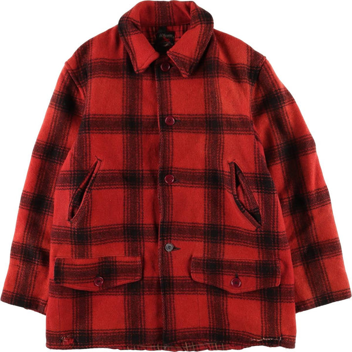 Vintage 1950'S Sears JC Higgins Check Pattern Wool Hunting Jacket, Men's Size Medium unclear red type Vintage Second Hand