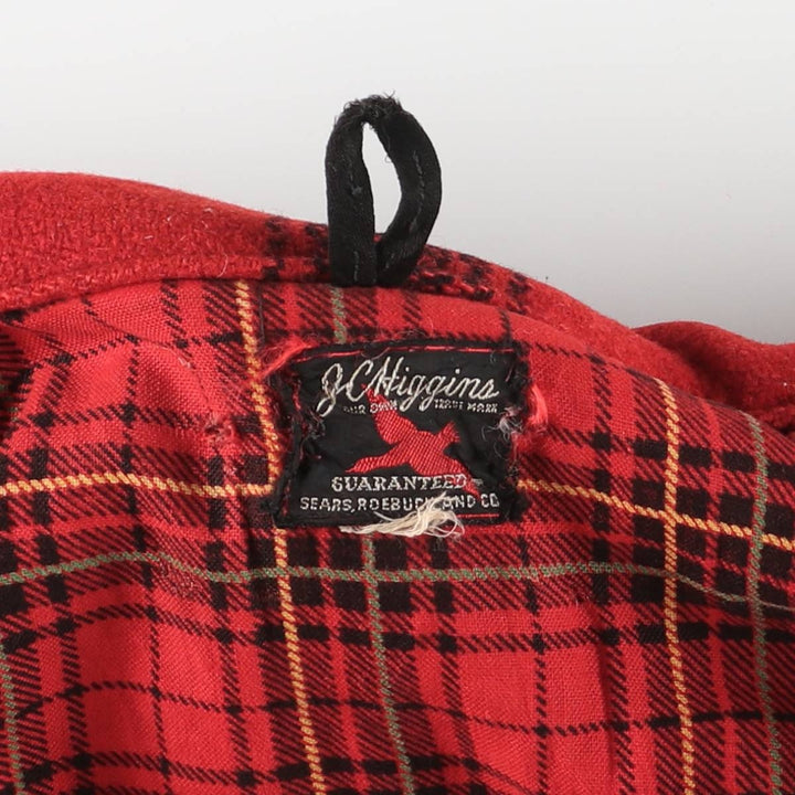 Vintage 1950'S Sears JC Higgins Check Pattern Wool Hunting Jacket, Men's Size Medium unclear red type Vintage Second Hand