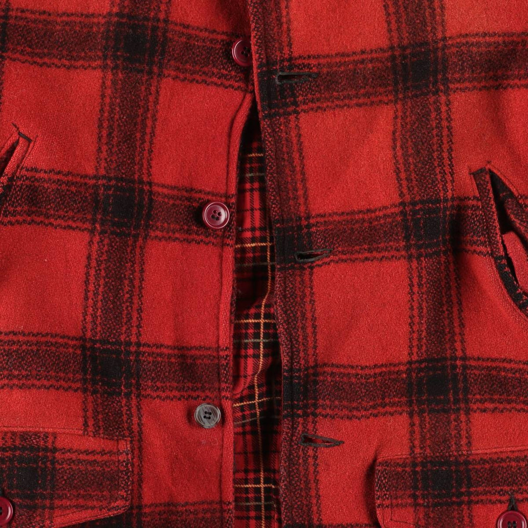 Vintage 1950'S Sears JC Higgins Check Pattern Wool Hunting Jacket, Men's Size Medium unclear red type Vintage Second Hand