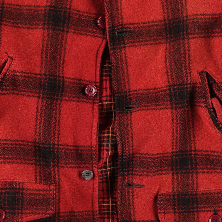 Vintage 1950'S Sears JC Higgins Check Pattern Wool Hunting Jacket, Men's Size Medium unclear red type Vintage Second Hand