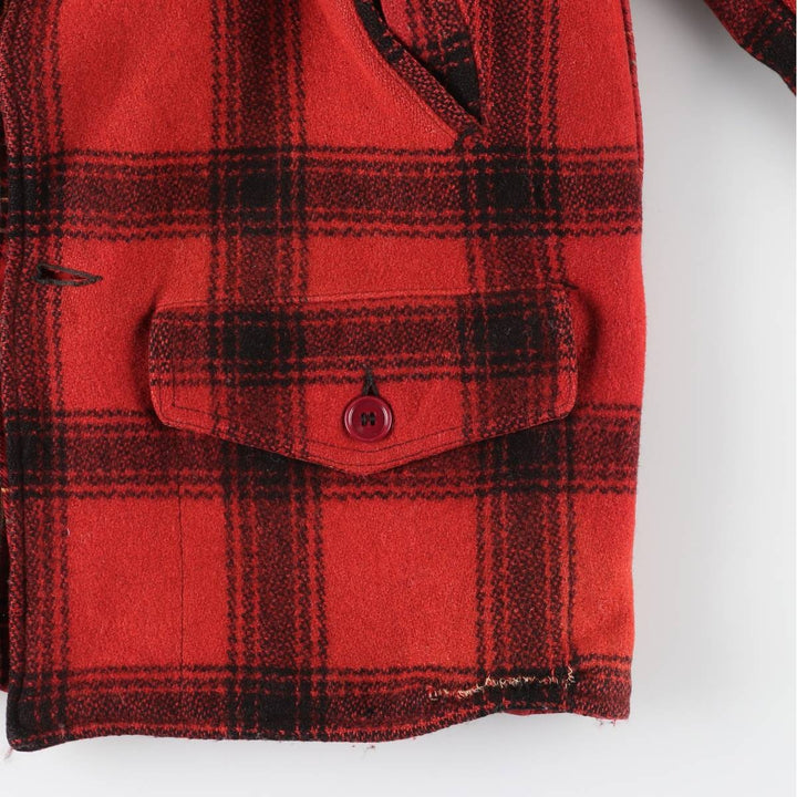 Vintage 1950'S Sears JC Higgins Check Pattern Wool Hunting Jacket, Men's Size Medium unclear red type Vintage Second Hand