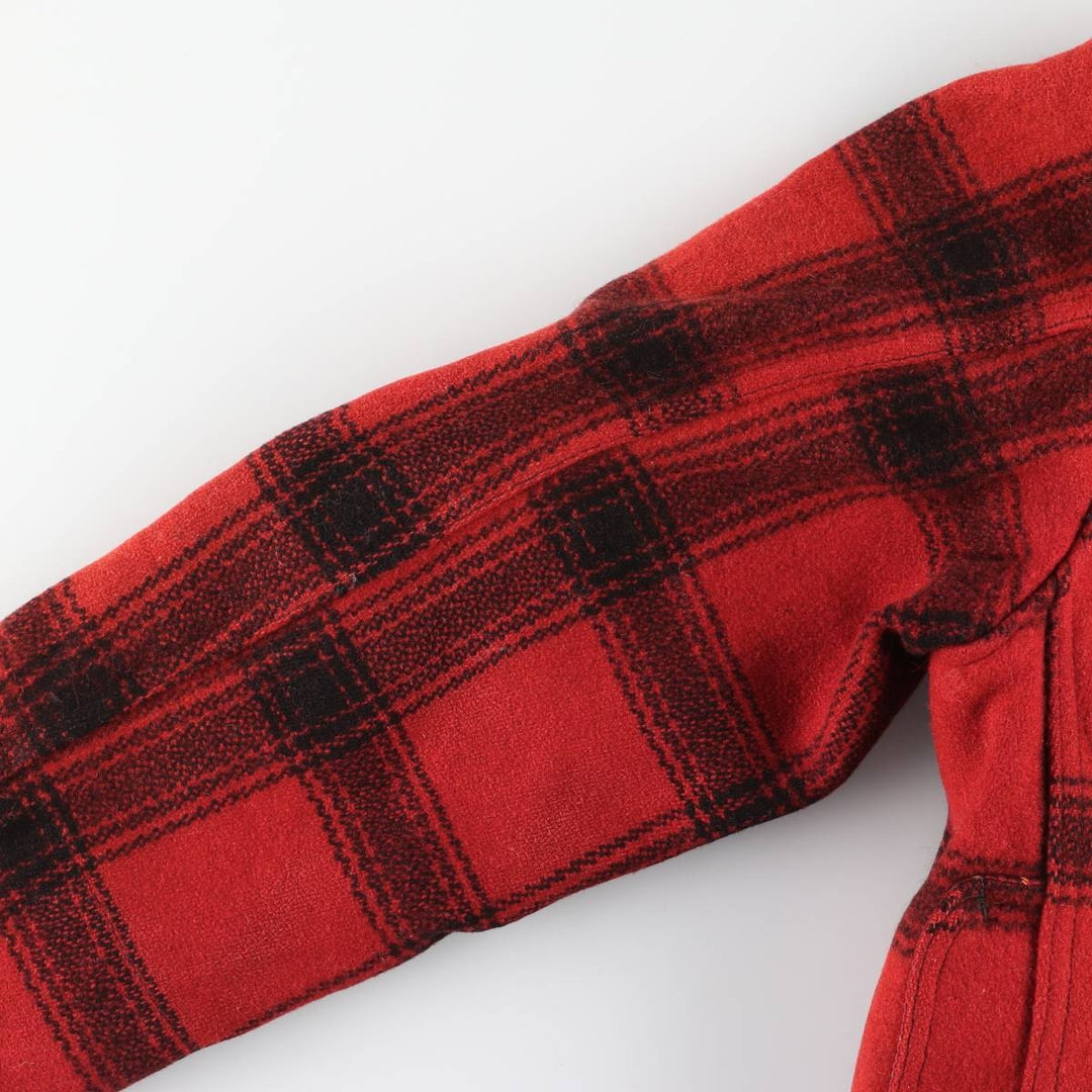 Vintage 1950'S Sears JC Higgins Check Pattern Wool Hunting Jacket, Men's Size Medium unclear red type Vintage Second Hand