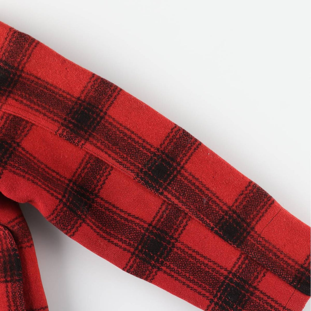 Vintage 1950'S Sears JC Higgins Check Pattern Wool Hunting Jacket, Men's Size Medium unclear red type Vintage Second Hand