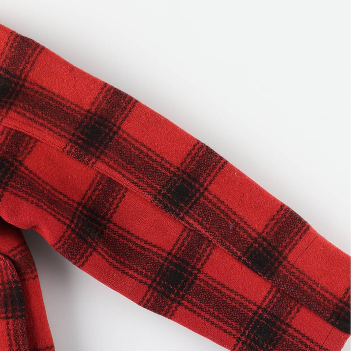 Vintage 1950'S Sears JC Higgins Check Pattern Wool Hunting Jacket, Men's Size Medium unclear red type Vintage Second Hand