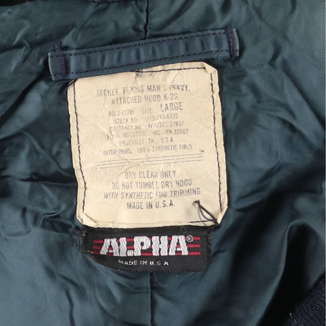 80s-90'S Civilian Alpha N-2B Type Padded Military Flight Jacket, Made in USA, Large (Men's L equivalent), Vintage unclear navy blue type Vintage Second Hand