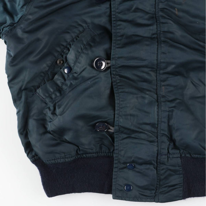 80s-90'S Civilian Alpha N-2B Type Padded Military Flight Jacket, Made in USA, Large (Men's L equivalent), Vintage unclear navy blue type Vintage Second Hand