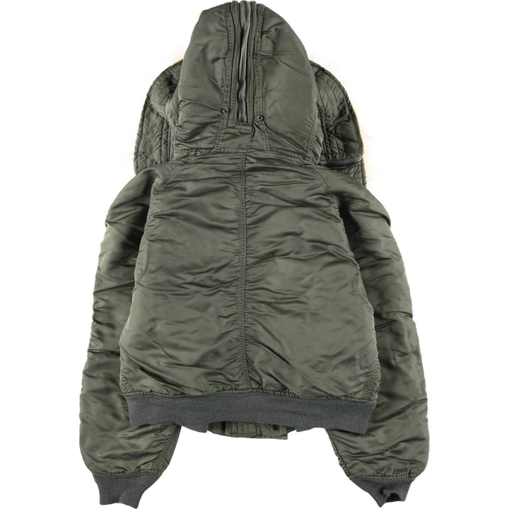 Bargain Price (with minor imperfections): 1980'S Alpha Industries N-2B Padded Military Flight Jacket, Made in USA, Large (equivalent to Men's L) unclear Khaki type sage green Vintage Second Hand