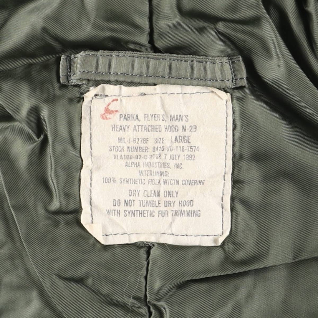 Bargain Price (with minor imperfections): 1980'S Alpha Industries N-2B Padded Military Flight Jacket, Made in USA, Large (equivalent to Men's L) unclear Khaki type sage green Vintage Second Hand