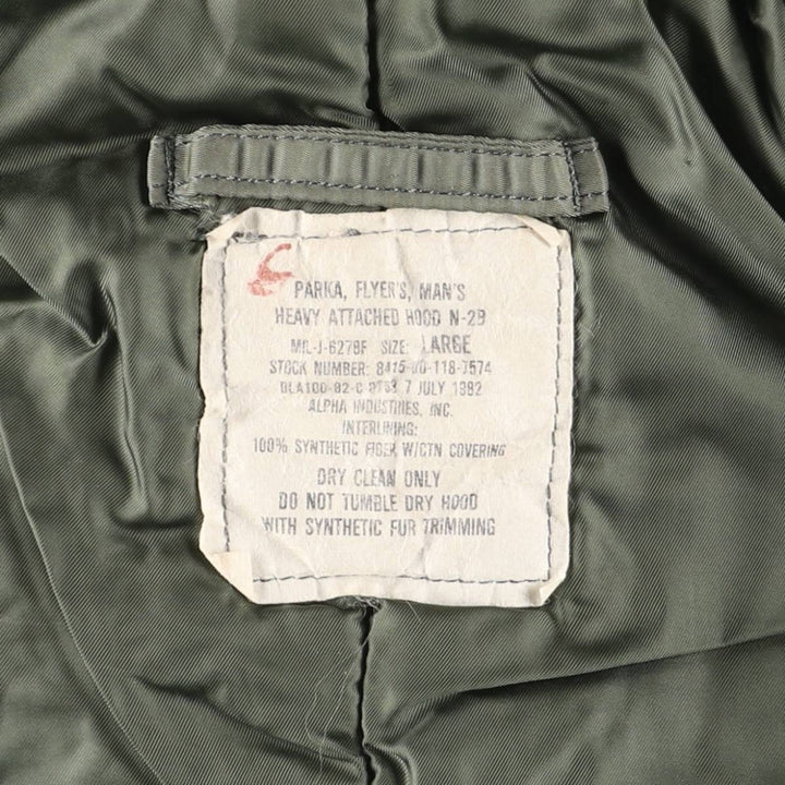 Bargain Price (with minor imperfections): 1980'S Alpha Industries N-2B Padded Military Flight Jacket, Made in USA, Large (equivalent to Men's L) unclear Khaki type sage green Vintage Second Hand