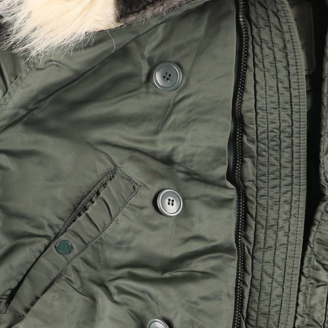 Bargain Price (with minor imperfections): 1980'S Alpha Industries N-2B Padded Military Flight Jacket, Made in USA, Large (equivalent to Men's L) unclear Khaki type sage green Vintage Second Hand